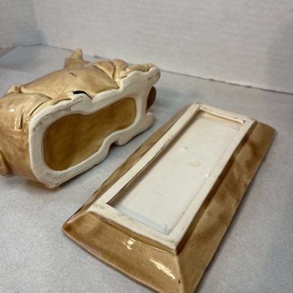 Tan Ceramic Cow Sugar, Creamer and Butter - Picture 12 of 13